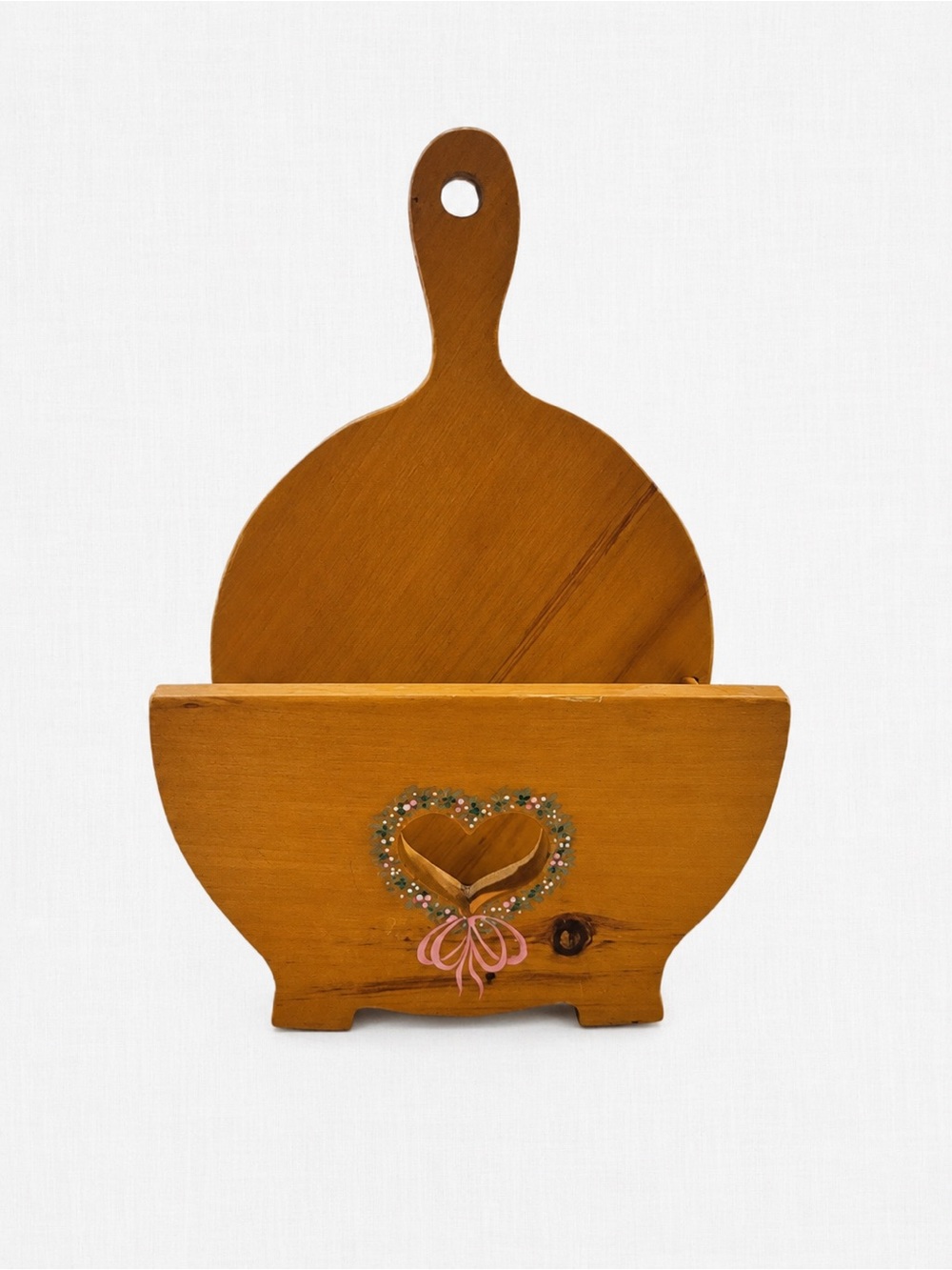 Vintage Wooden Cutting Board & Holder Rack Loon Country Kitchen Decor 14”